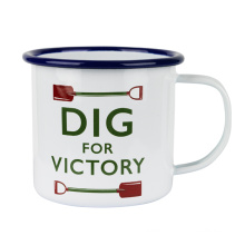 Dig for Victory enamel mug with black roll rim